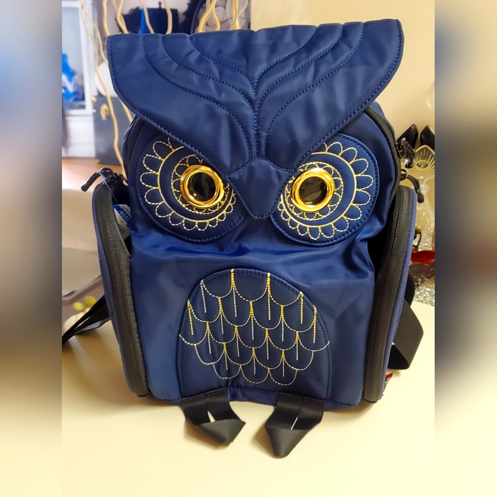 NWOT Owl Mini Backpack, Lunch Tote, Small Bag in Dark Blue